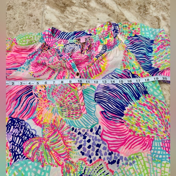 Lilly Pulitzer 100% Silk Tunic Top. Amelia Island Roar of the Seas. Size Medium - Picture 8 of 11